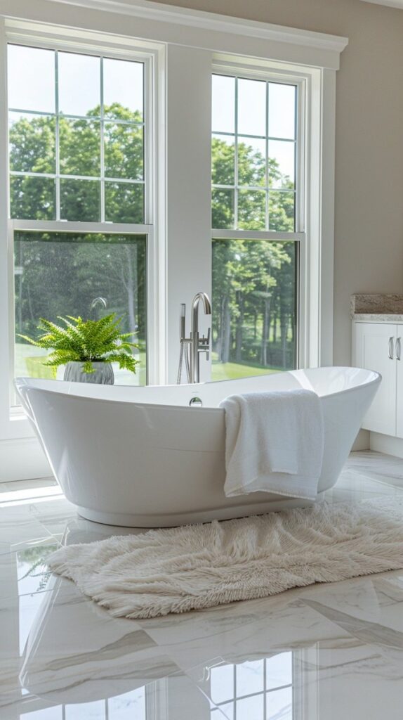 A standard 60-inch bathtub, one of the most familiar things that are 60 inches long
