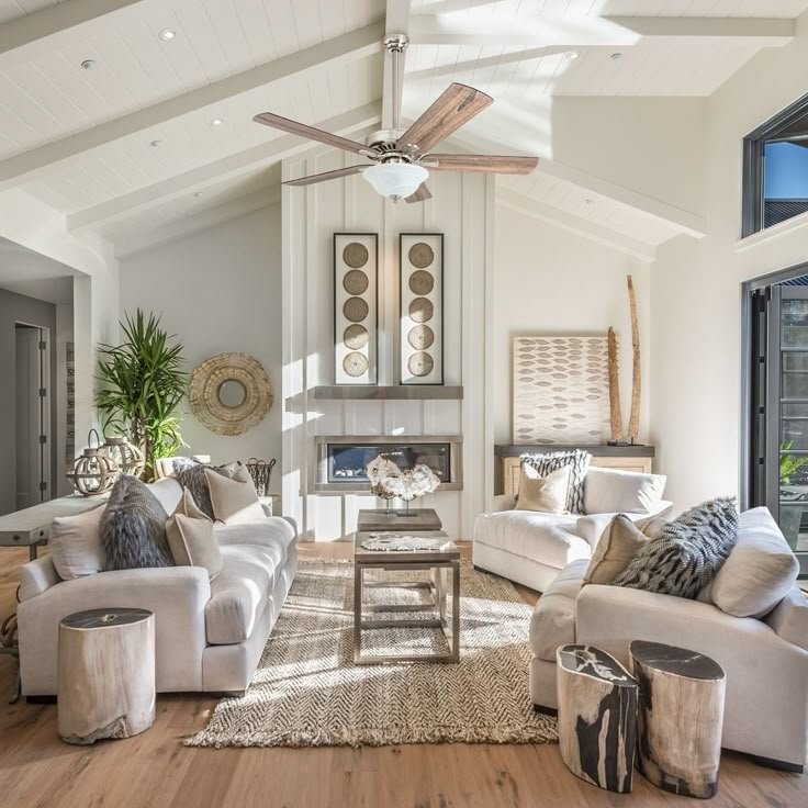 Ceiling fan in a living room showing things that are 58 inches long
