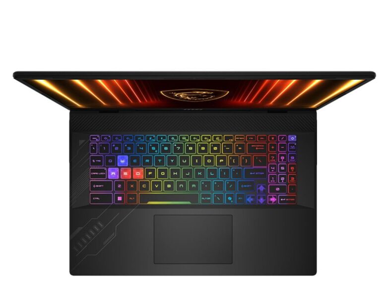 gaming laptop with a 17 inch screen and RGB keyboard, one of the common things that are 17 inches long