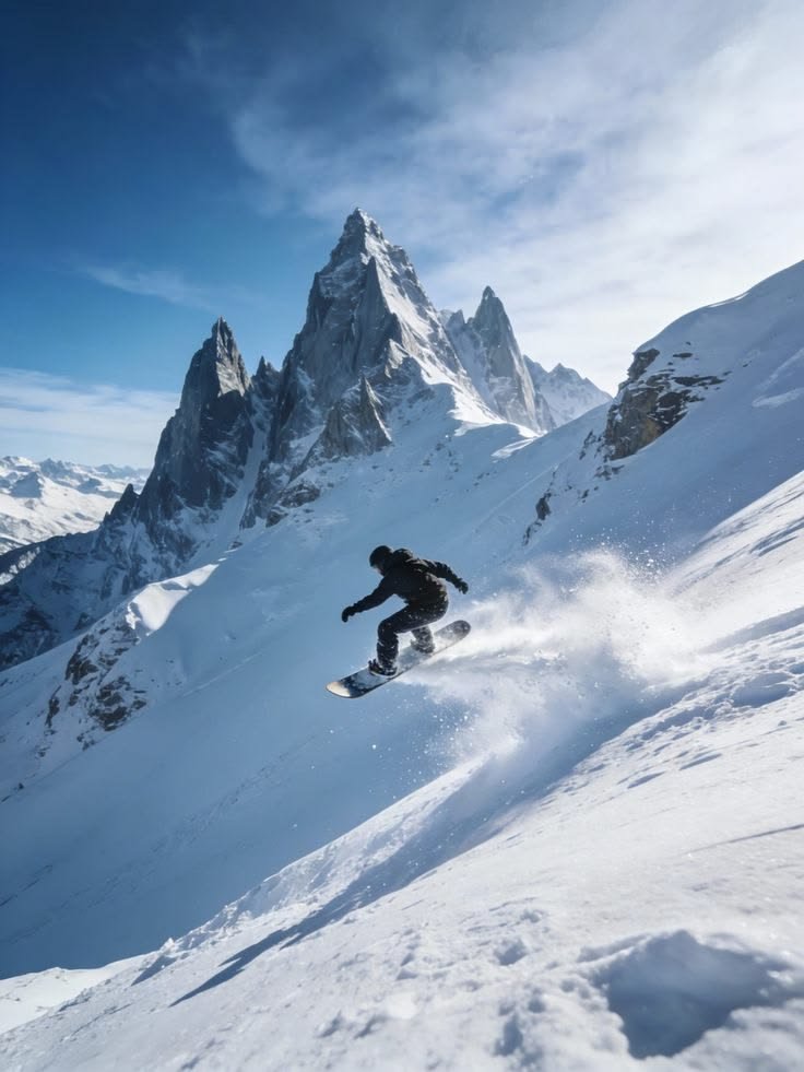 Snowboarder on a snowboard among things that are 55 inches long