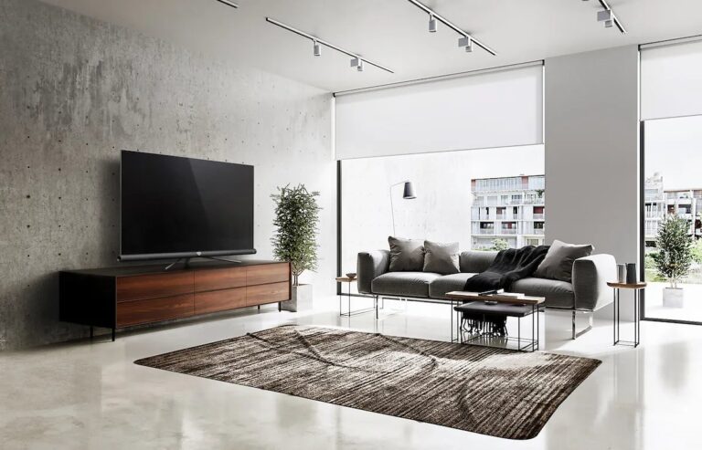 Large flat-screen television in a living room showing things that are 49 inches long