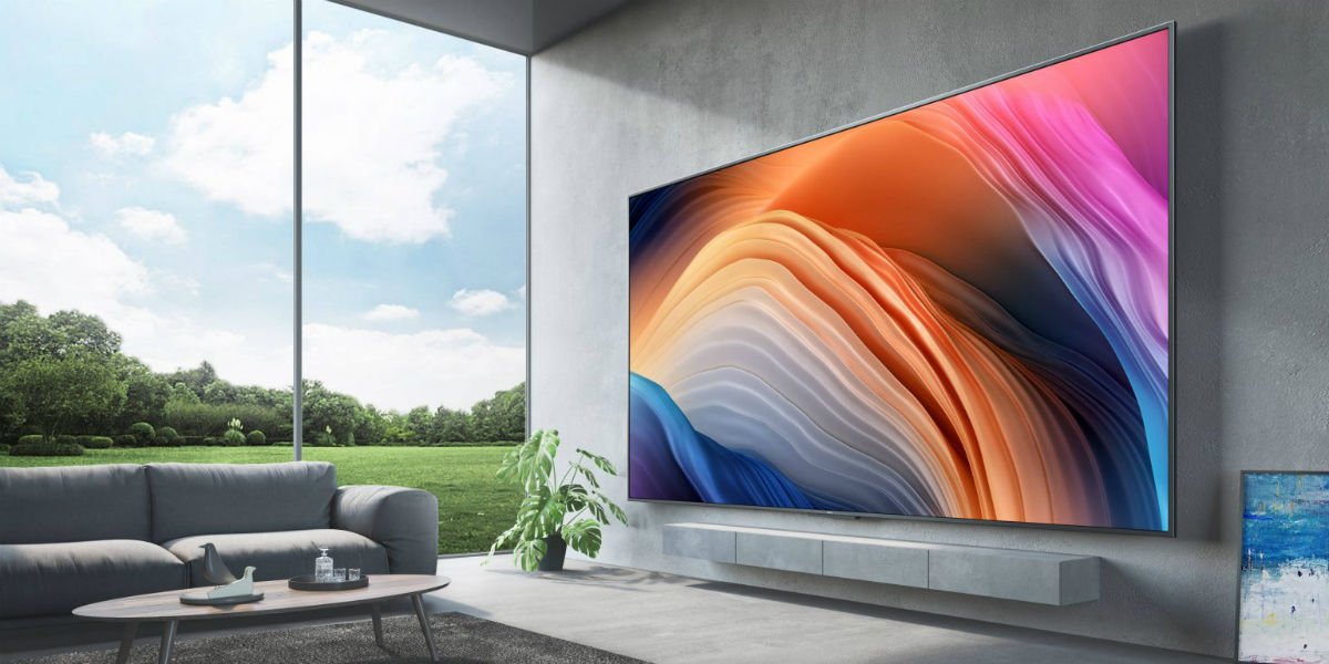 Large flat-screen television showing things that are 50 inches long