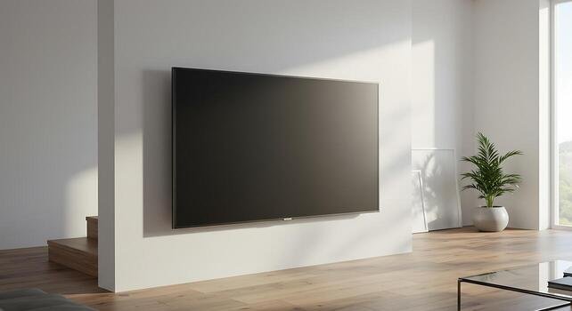 A large TV in a living room showing things that are 60 inches long